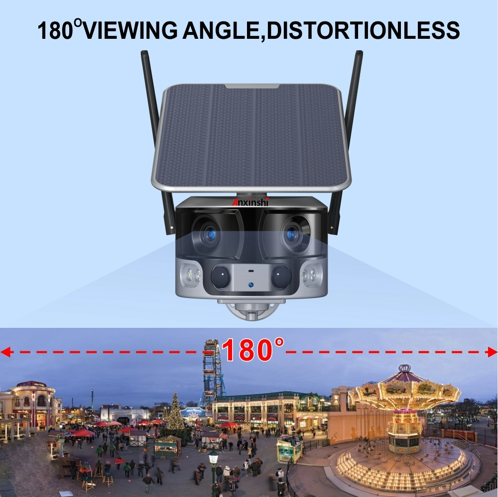 Human Tracking Multi-Image 180 Degree Wide Viewing Panorama WiFi 4G Fisheye Solar Battery Network Camera