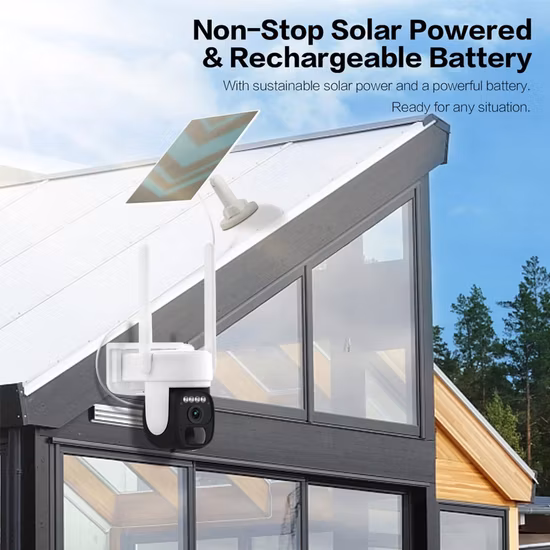 Pole Mounted 1080P Motion Sensor and Alarm Solar Camera with 4G Alarm Ouput and Alarm Flashing Light